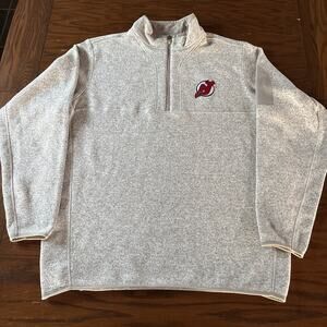New Jersey Devils NHL Antigua Fortune 1/4-Zip Pullover Jacket Oatmeal Size XL